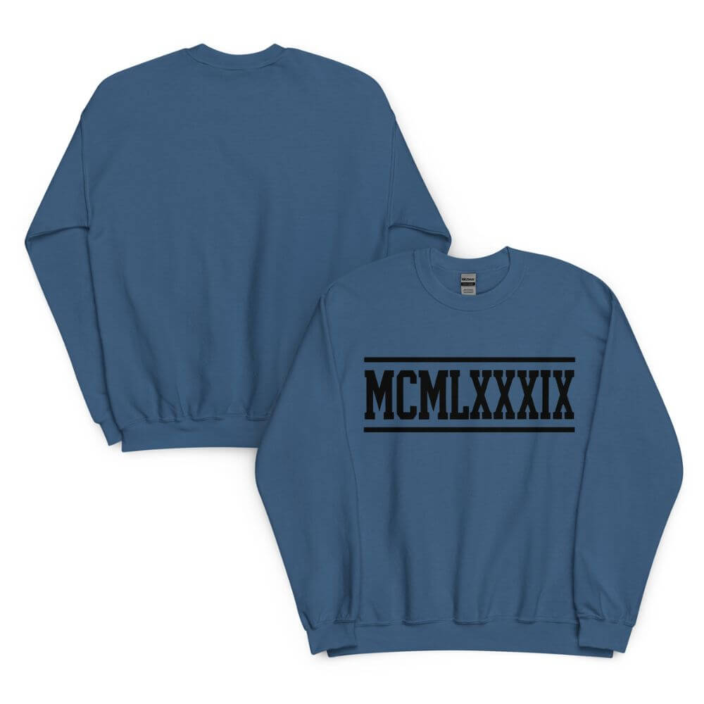 1989 Roman Numerals Sweatshirt - Ocean Blue